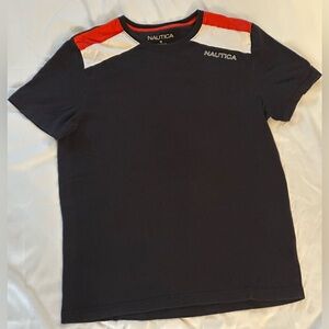NAUTICA Dark Blue Shirt W/ Red/White Shoulder Accents Sz.M